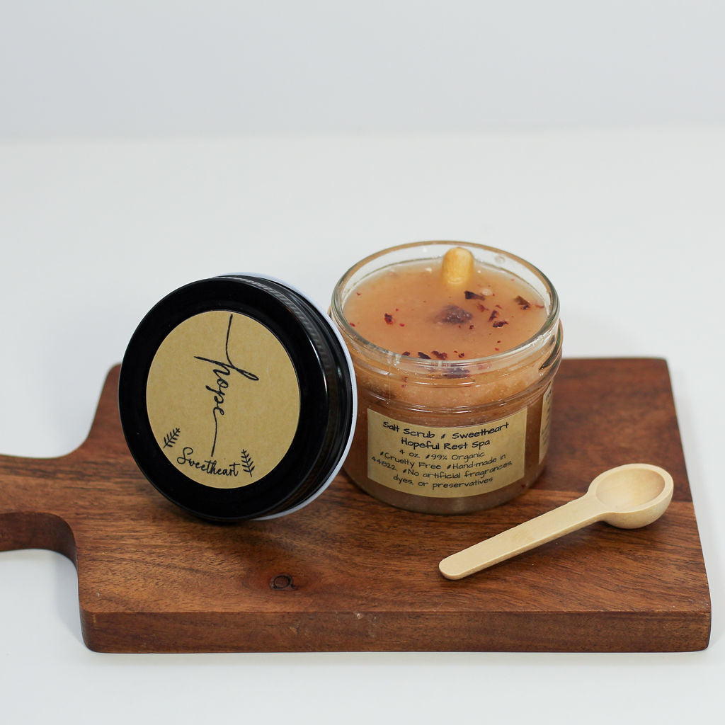 Sweetheart Salt Scrub with Essential Oils & Rose Petals