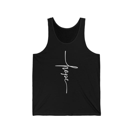 Hope Script Tank Top — Inspirational "Hopeful Rest Says" Graphic Tank